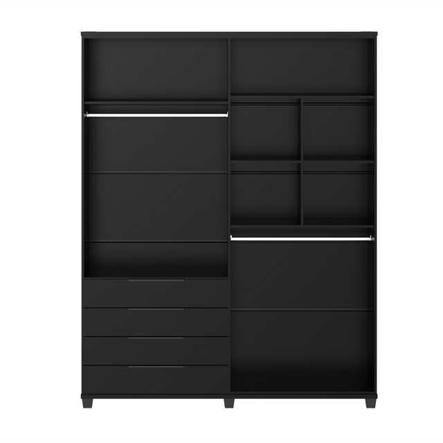 Guarda-Roupa 4 Portas 4 Gavetas 100% MDF Allen 181 cm Preto Fosco
