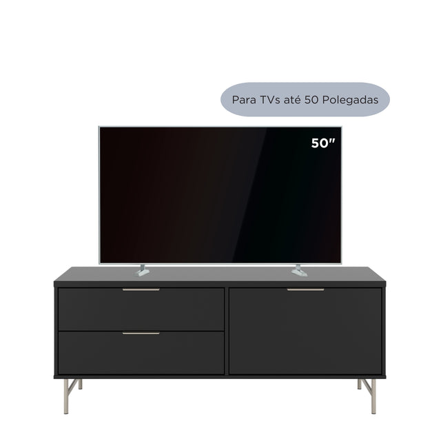 Rack para TVs até 50 Polegadas Yves 135 cm Off White Fosco com Dourado