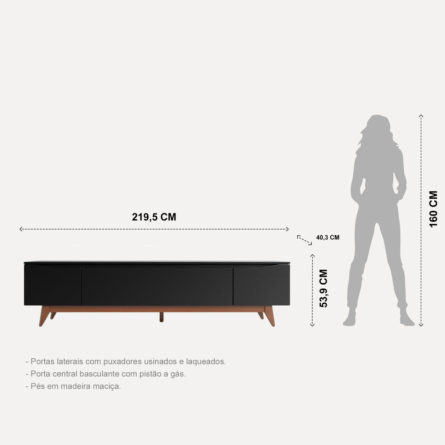 Rack Flynt para TVs até 75 Polegadas 3 Portas 220 cm Off White com Natural