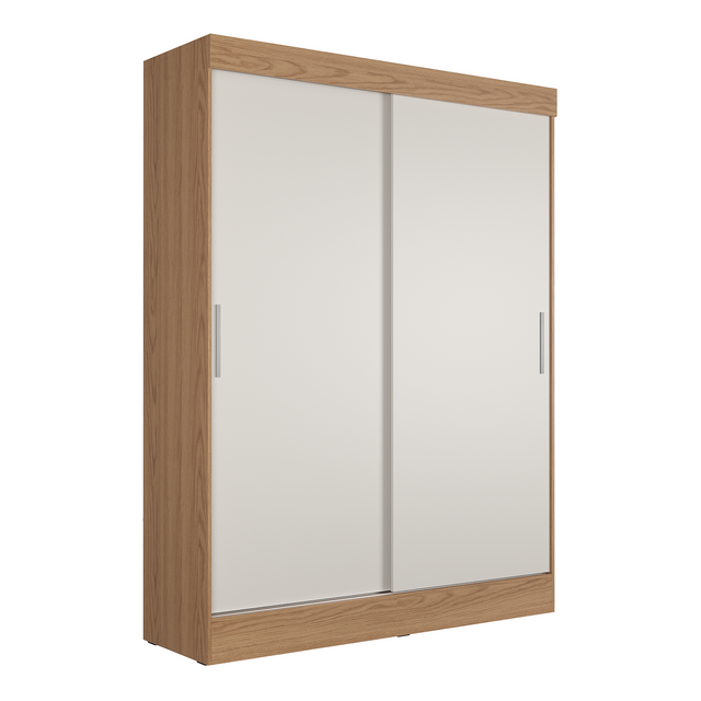 Guarda Roupa Solteiro 2 Portas de Correr Orazio 135cm Carvalho com Off White