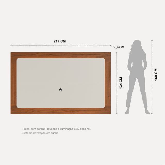 Rack Flynt ST com Painel para TV até 75 Polegadas 220cm Oslo Off White com Canela
