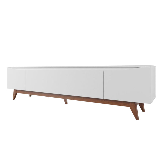 Rack Flynt para TVs até 75 Polegadas 3 Portas 220 cm Branco Fosco com Natural