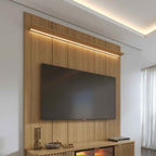 Painel para TV até 75 Polegadas com Prateleira e LED 100% MDF Neon Float 178cm Carvalho
