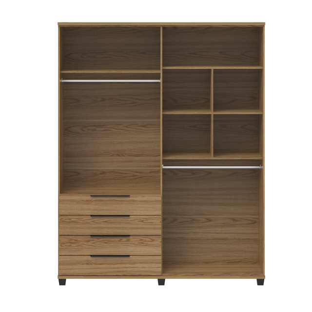 Guarda-Roupa 4 Portas 4 Gavetas 100% MDF Allen 181 cm Preto Fosco