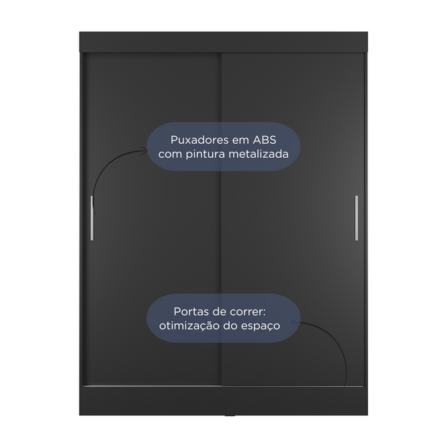 Guarda Roupa Solteiro 2 Portas de Correr Orazio 135cm Branco