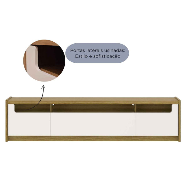 Rack para TVs até 75 Polegadas Oslo 220cm Off White com Freijó