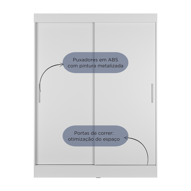 Guarda Roupa Solteiro 2 Portas de Correr Orazio 135cm Branco