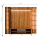 Estante para TV até 75 Polegadas com Prateleiras e Cristaleira Vidro Reflecta 100% MDF com Led Lincoln Float 254cm