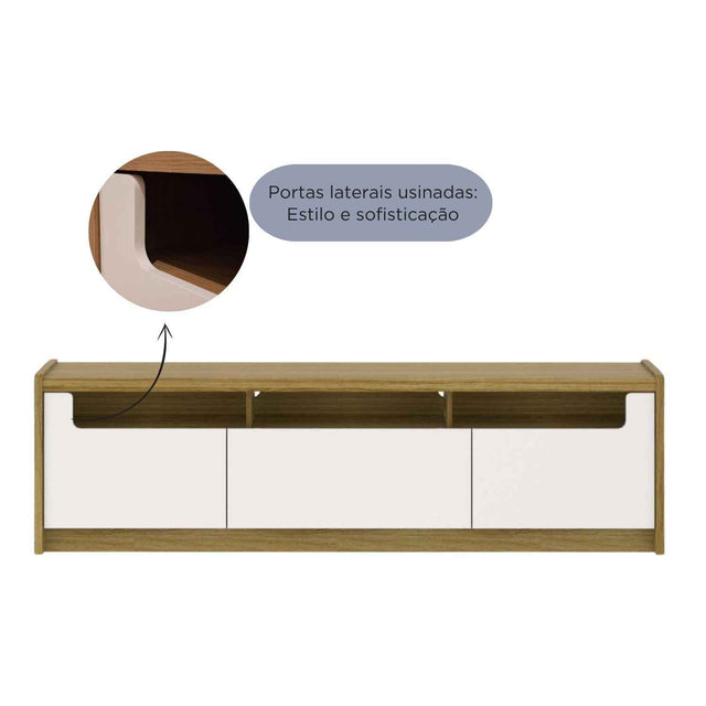 Rack para TVs até 75 Polegadas Oslo 185cm Off White com Freijó