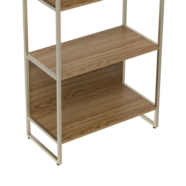 Escrivaninha 120cm e 2 Estantes Modulares 75cm Voss - Freijó com Champanhe