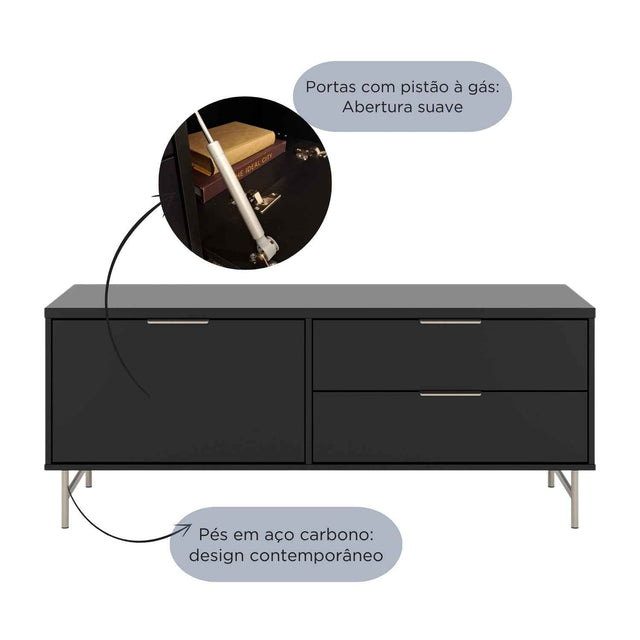 Rack para TVs até 50 Polegadas Yves 135 cm Off White Fosco com Dourado