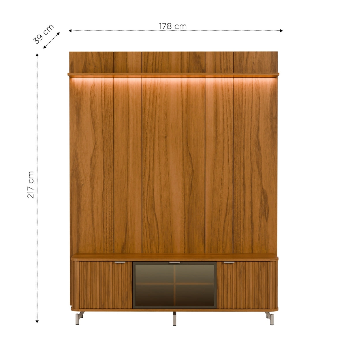 Rack com Painel para TV até 75 Polegadas Vidro Reflecta 100% MDF com Led Neon Float 178cm
