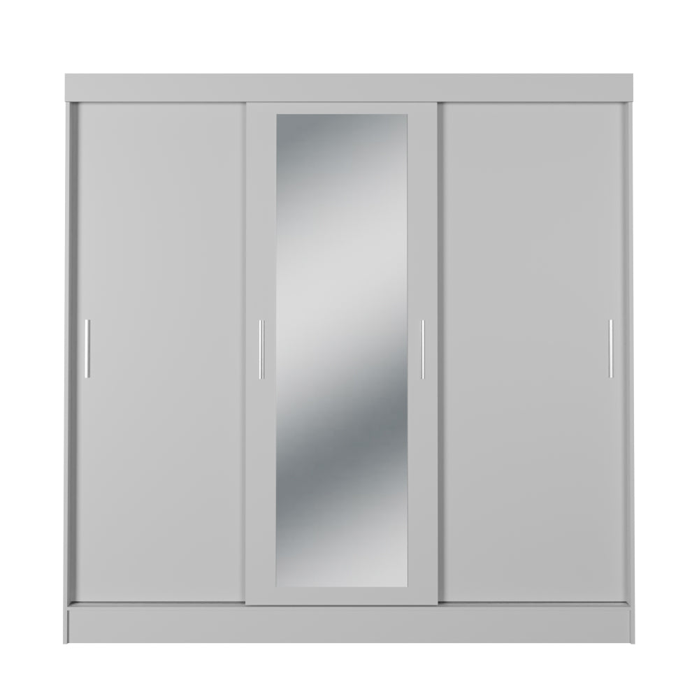 Guarda Roupa Casal 3 Portas de Correr c/ Espelho Vittorio 172cm Branco