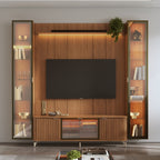 Estante para TV até 75 Polegadas com 2 Cristaleiras Vidro Reflecta 100% MDF com Led Neon Float 254cm
