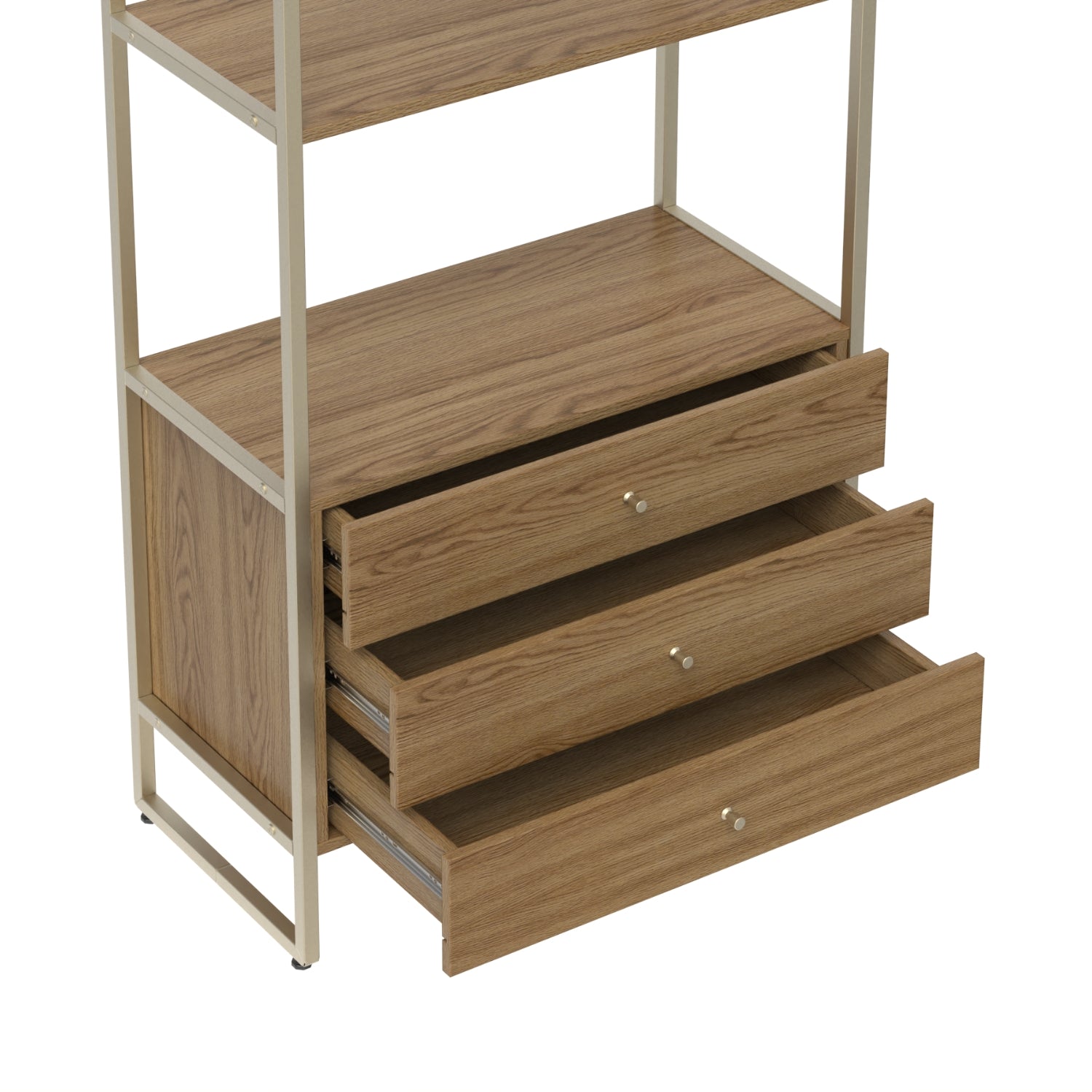 Estante com 3 Gavetas Voss 75 cm - Freijó c/ Champanhe