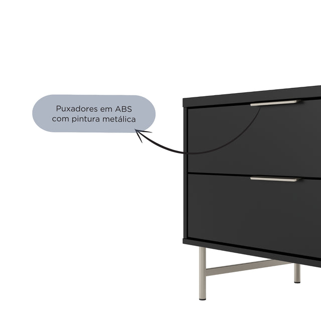 Painel Ripado Devin para TVs 75 Polegadas com Rack Yves 1.8 Preto com Champanhe