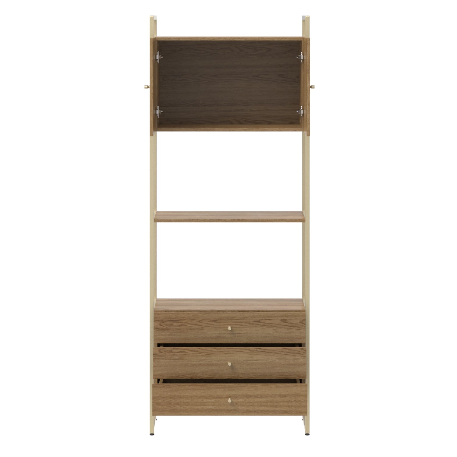 Estante com 3 Gavetas Voss 75 cm - Freijó c/ Champanhe