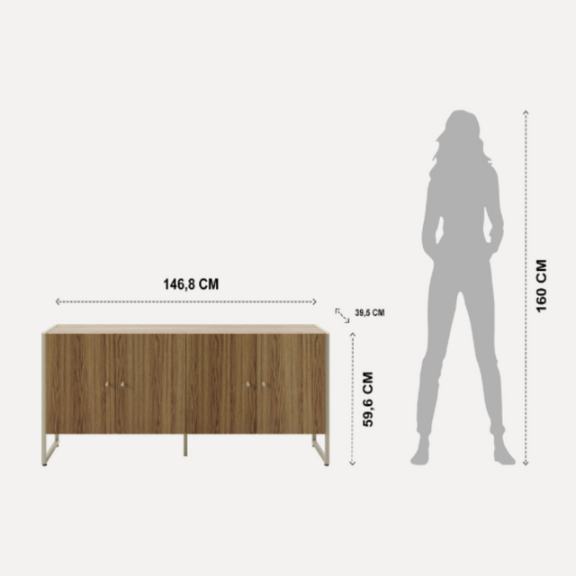 Rack para TVs até 50 Polegadas Voss 146 cm Freijó com Champanhe