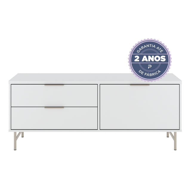 Rack para TVs até 50 Polegadas Yves 135 cm Off White Fosco com Dourado