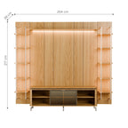 Estante para TV até 75 Polegadas Vidro Reflecta com Prateleiras 100% MDF com Led Lincoln Float 254cm