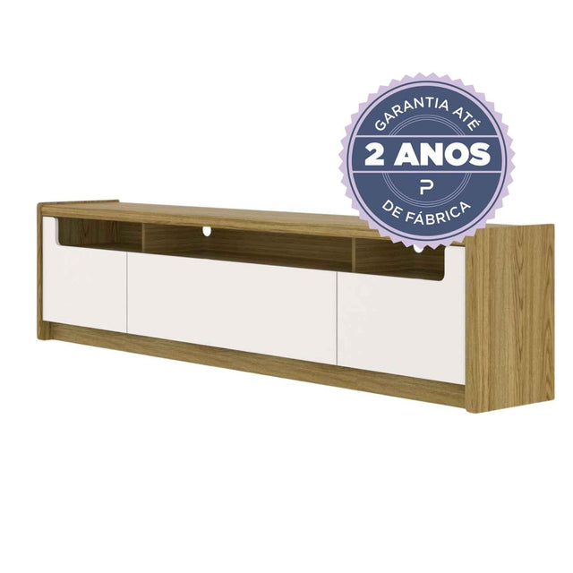 Rack para TVs até 75 Polegadas Oslo 220cm Off White com Freijó
