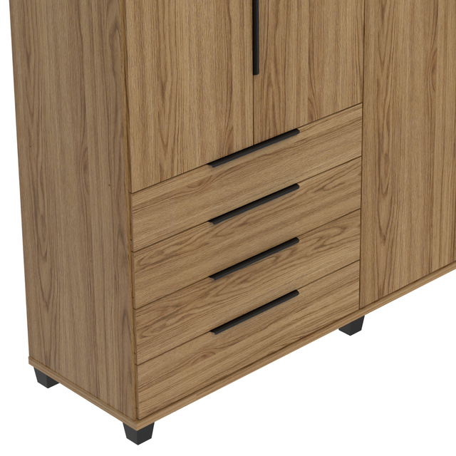 Guarda-Roupa 4 Portas 4 Gavetas 100% MDF Allen 181 cm Preto Fosco