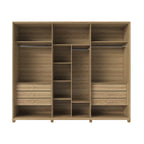 Guarda Roupa Casal 6 Portas com Espelho 100% MDF Dayton 274cm Carvalho com Off White Fosco