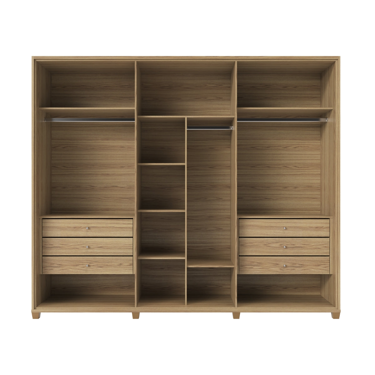 Guarda Roupa Casal 6 Portas com Espelho 100% MDF Dayton 274cm Carvalho com Off White Fosco