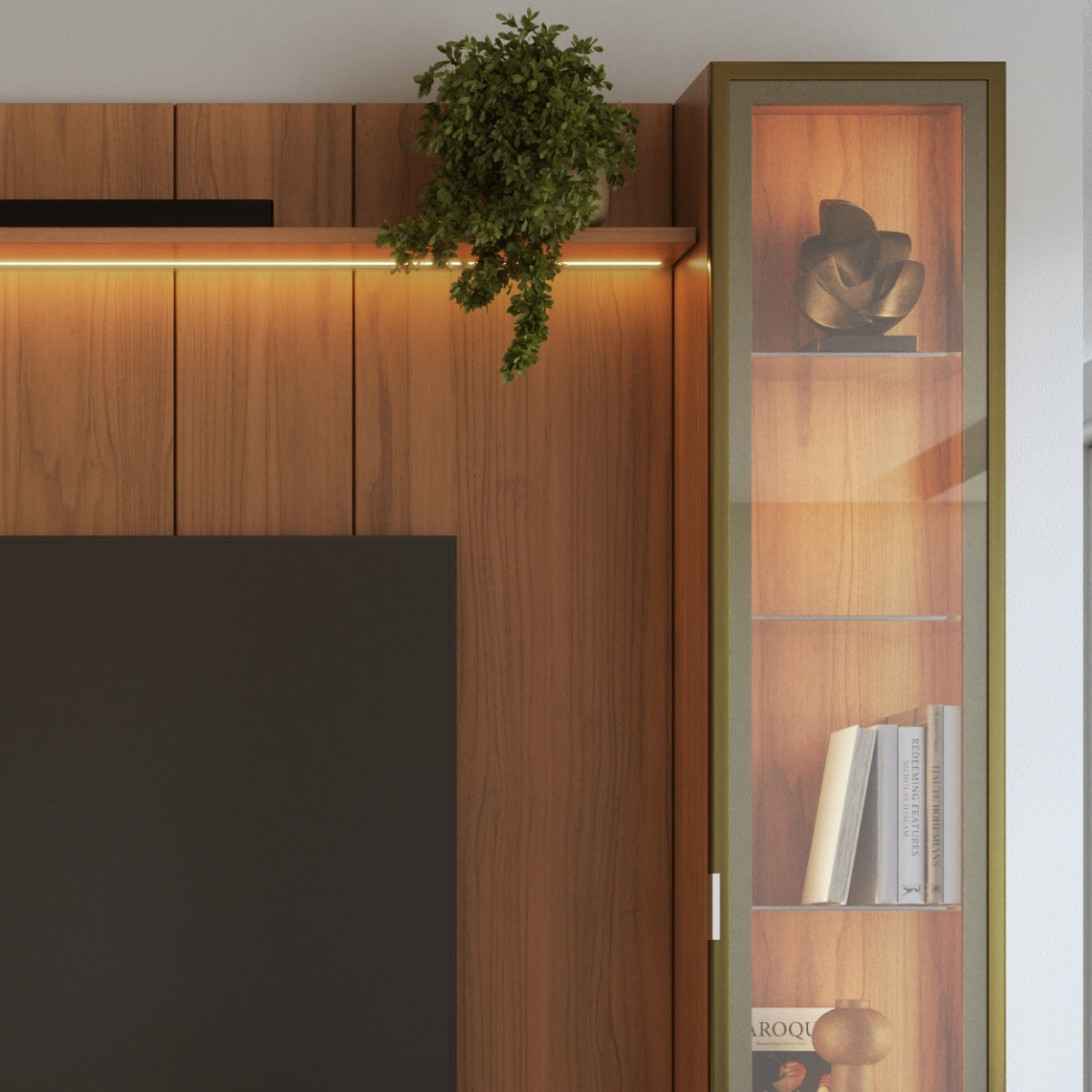 Estante para TV até 75 Polegadas com 2 Cristaleiras Vidro Reflecta 100% MDF com Led Neon Float 254cm