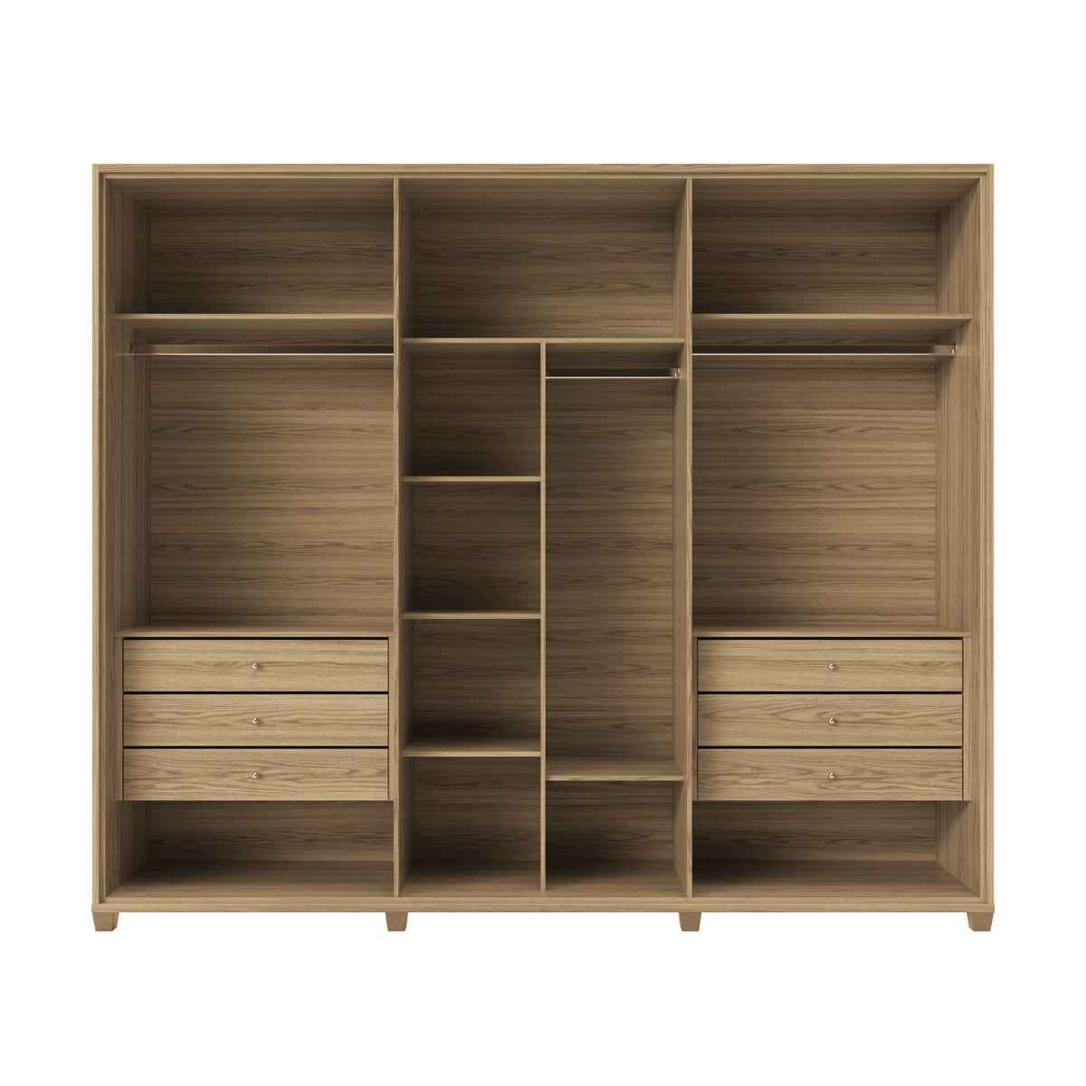 Guarda Roupa Casal 6 Portas Reflecta com Led 100% MDF Speculum 274cm Carvalho