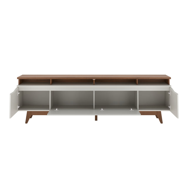 Rack Flynt ST com Painel para TV até 75 Polegadas 220cm Oslo Off White com Canela