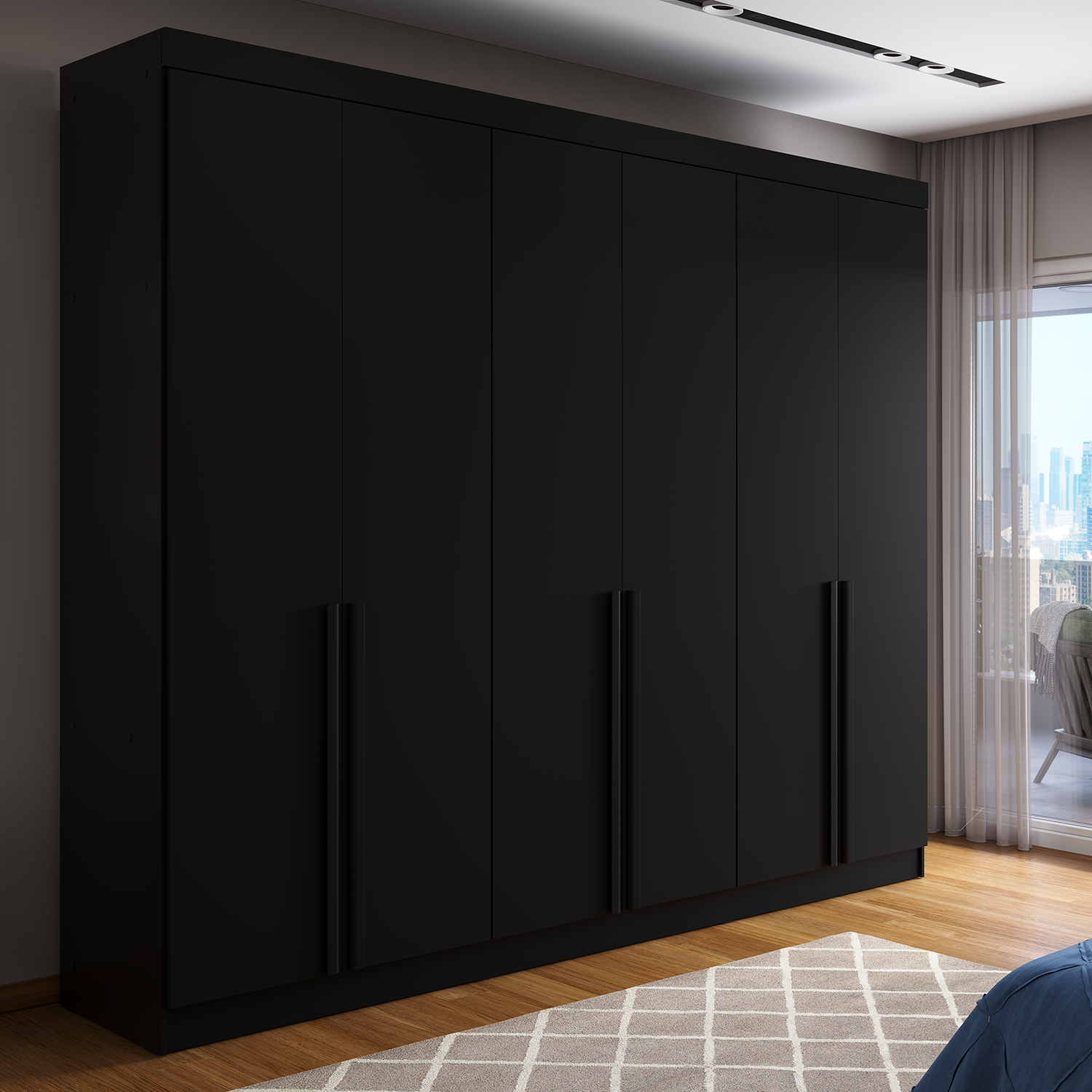 Guarda-Roupa Casal 6 Portas 4 Gavetas Lazzaro 231cm Carvalho