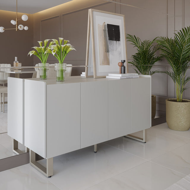 Buffet Arcadia 137 cm - Off White Fosco c/ Champanhe
