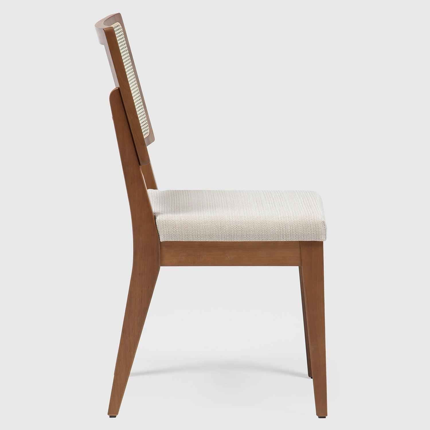 Cadeira de Madeira Saga Linho Bege