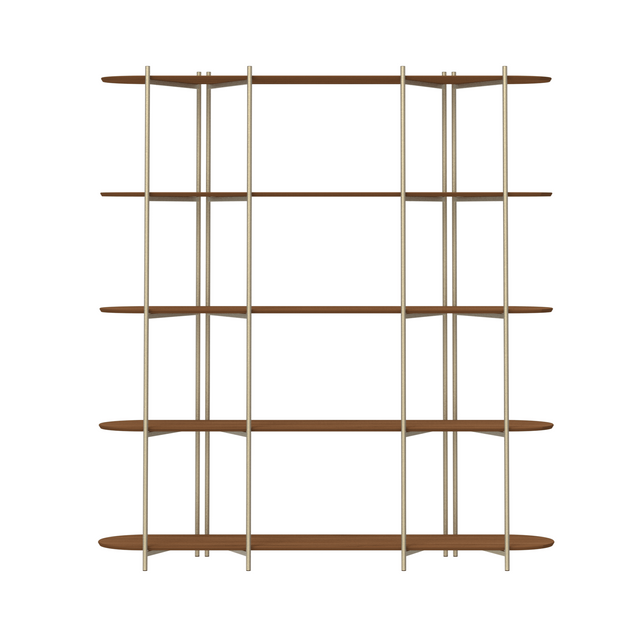 Estante Orgânica Industrial Aço MDF Enya 180 cm - Champanhe