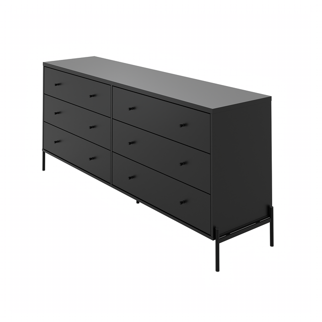 Cômoda 6 Gavetas Jasper 182 cm Branco Gloss com Dourado