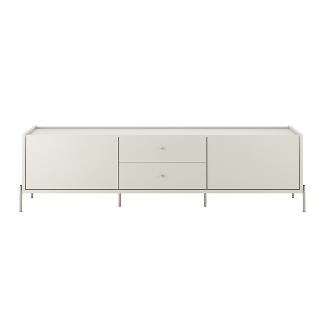 Painel Ripado Devin para TVs 75 Polegadas com Rack Jasper 2.2 Off White com Champanhe
