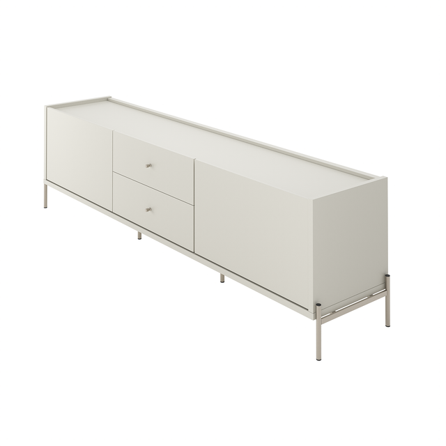 Painel Ripado Devin para TVs 75 Polegadas com Rack Jasper 2.2 Off White com Champanhe