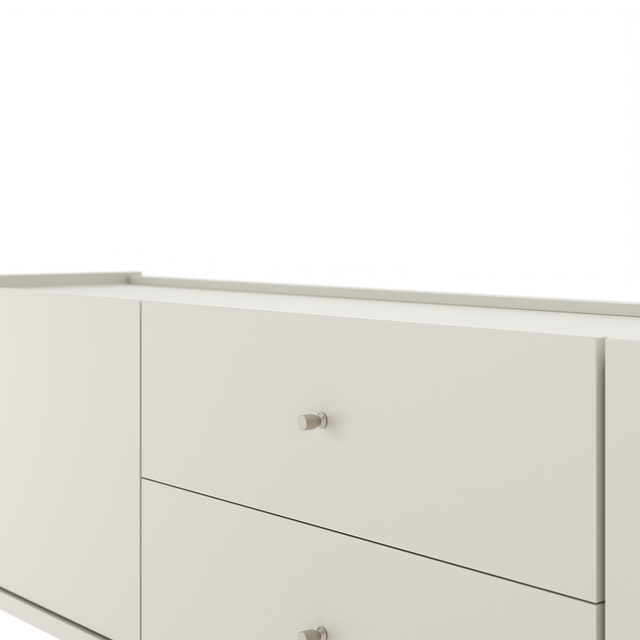 Painel Ripado Devin para TVs 75 Polegadas com Rack Jasper 2.2 Off White com Champanhe