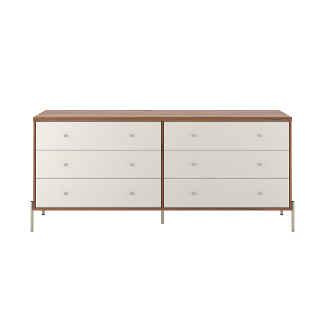 Cômoda 6 Gavetas Jasper 182 cm Branco Gloss com Dourado