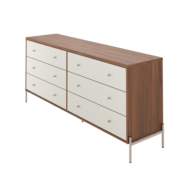 Cômoda 6 Gavetas Jasper 182 cm Branco Gloss com Dourado