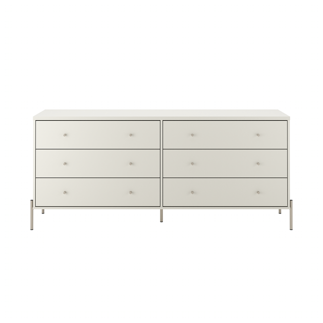 Cômoda 6 Gavetas Jasper 182 cm Branco Gloss com Dourado
