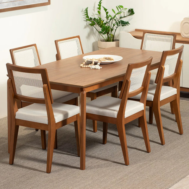 Mesa de Jantar Lauren 180 cm - Natural c/ Canela