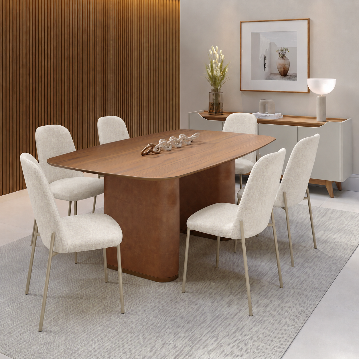 Conjunto de Jantar Mesa Retangular Lintz 6 Cadeiras Lucille