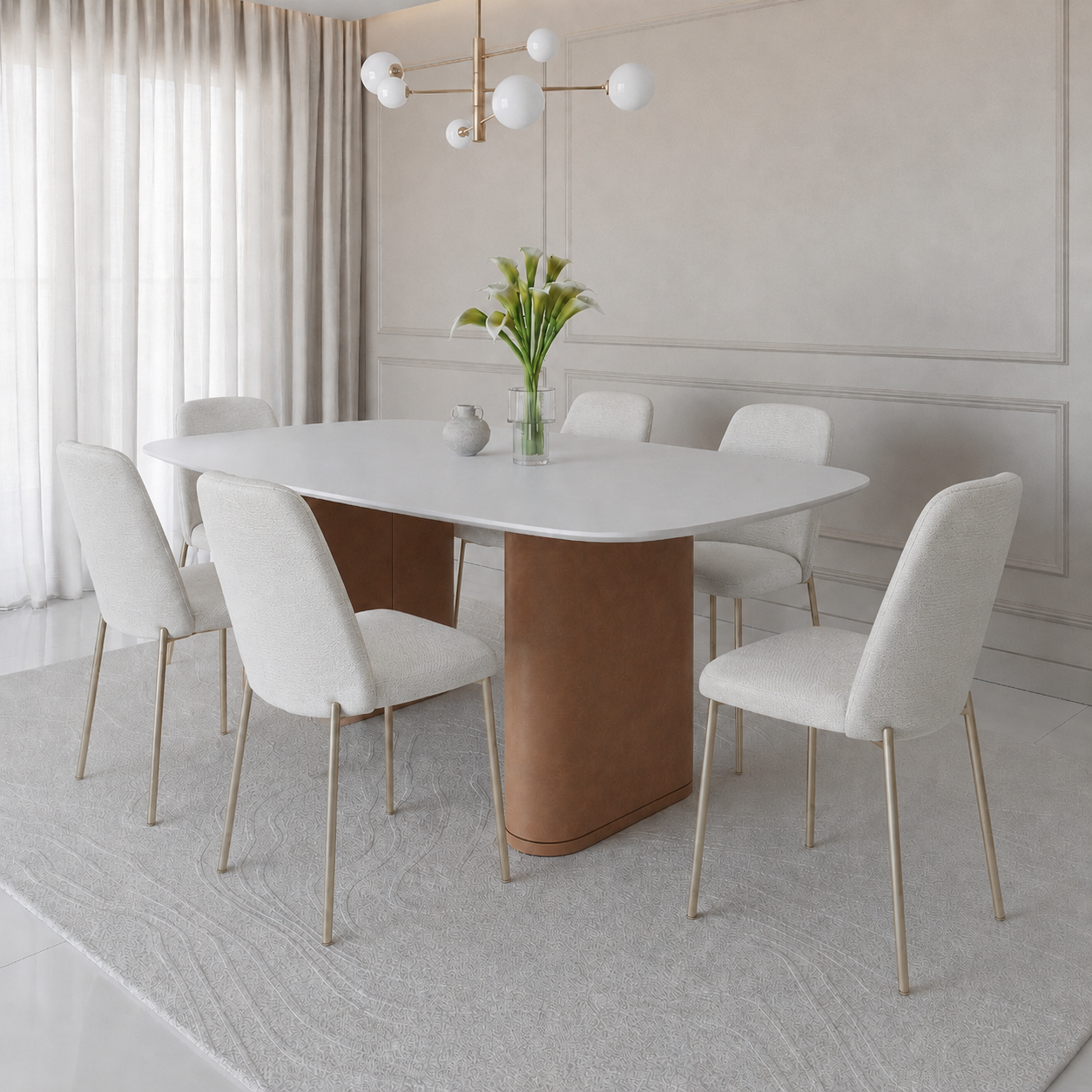 Conjunto de Jantar Mesa Retangular Lintz 6 Cadeiras Lucille