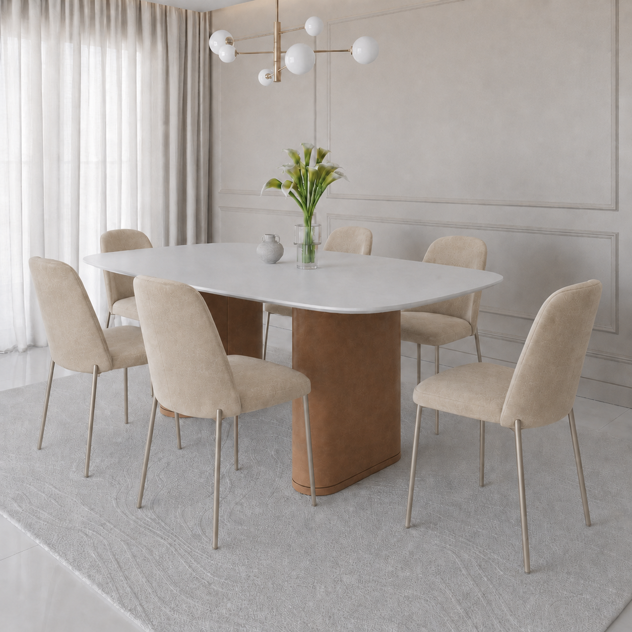 Conjunto de Jantar Mesa Retangular Lintz 6 Cadeiras Lucille