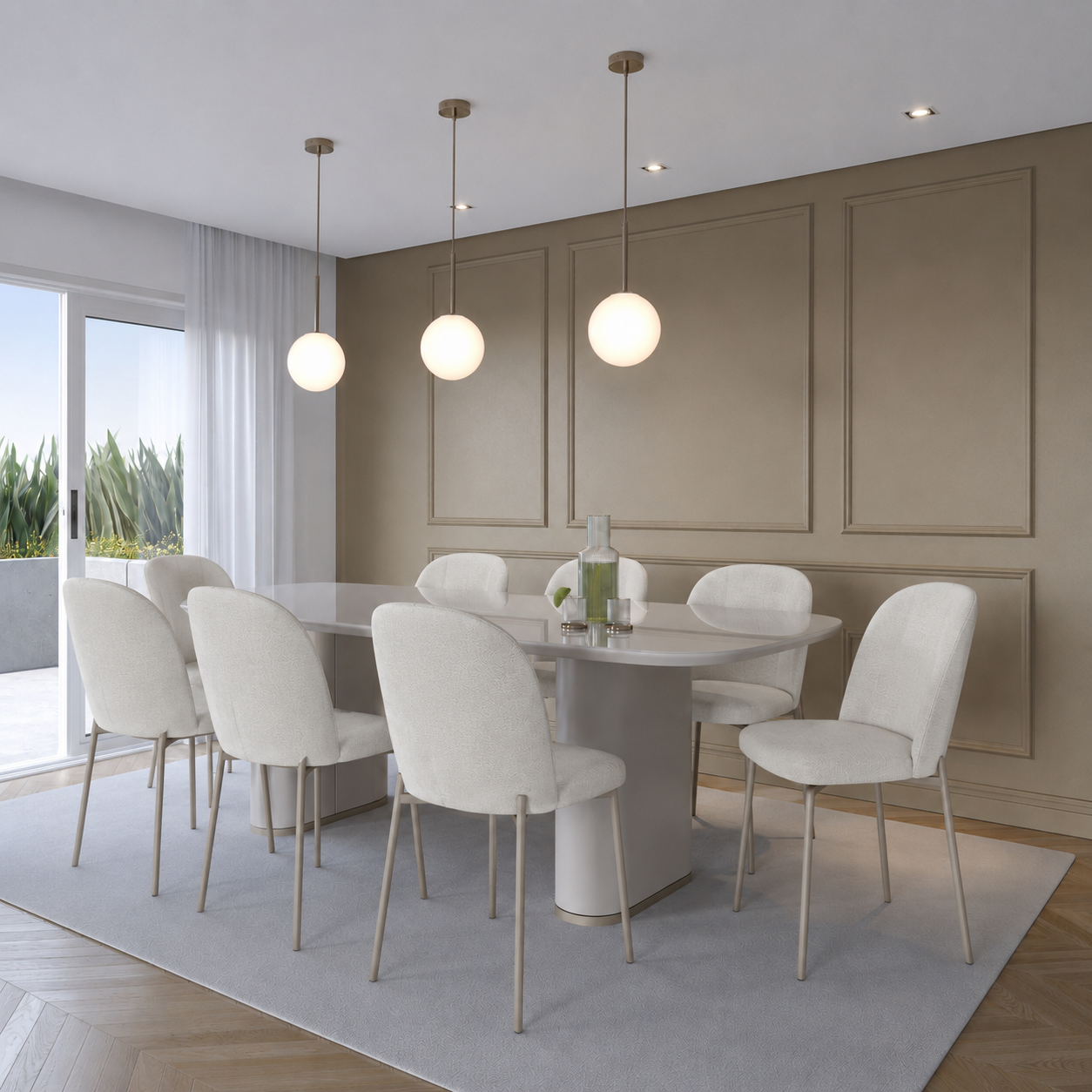 Conjunto de Jantar Mesa Retangular Lintz 8 Cadeiras Lucille