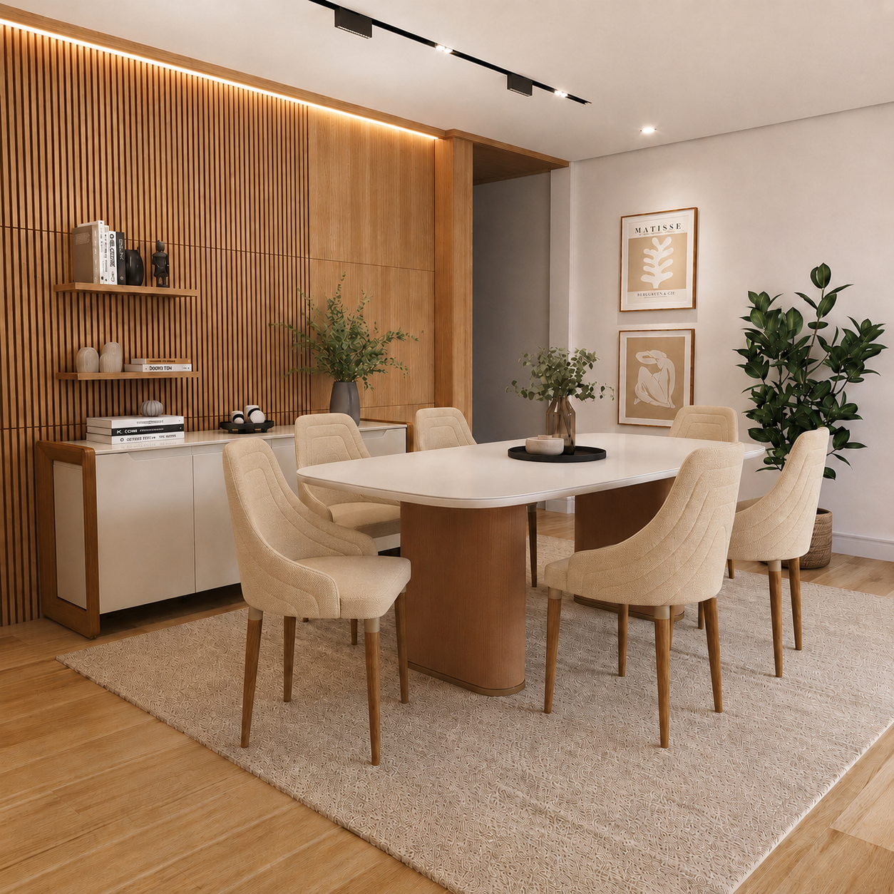 Conjunto de Jantar Mesa Retangular Lintz 6 Cadeiras Evelyn