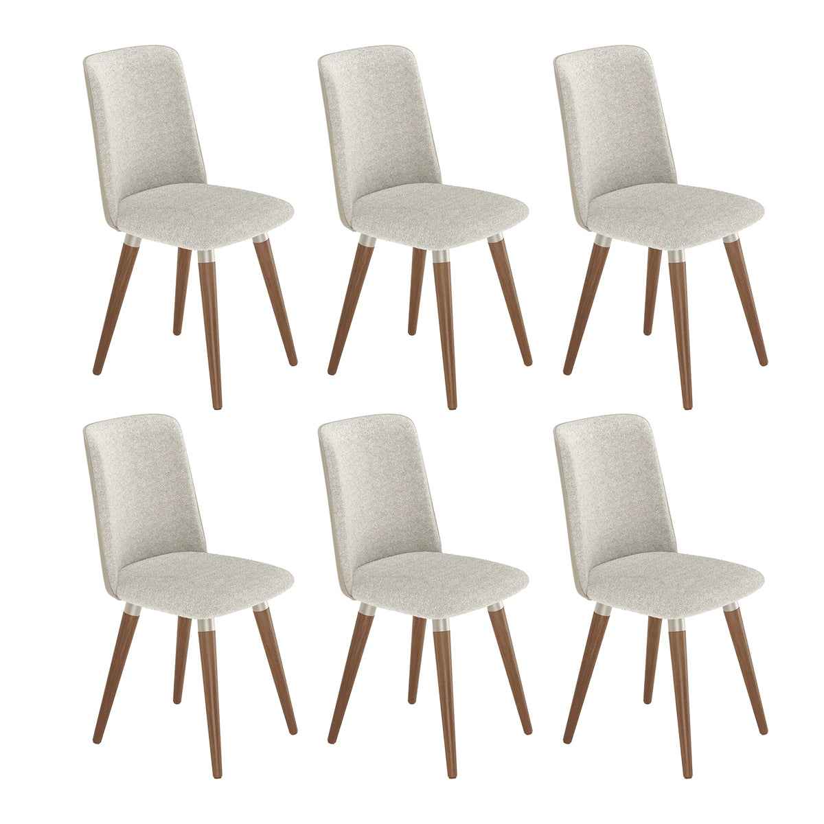 Conjunto de Jantar Mesa Retangular com Vidro Lintz 6 Cadeiras Dakota Off White Bege e Champanhe
