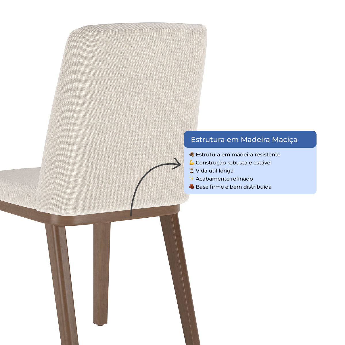 Conjunto de 4 Cadeiras de Madeira Maciça Kalina